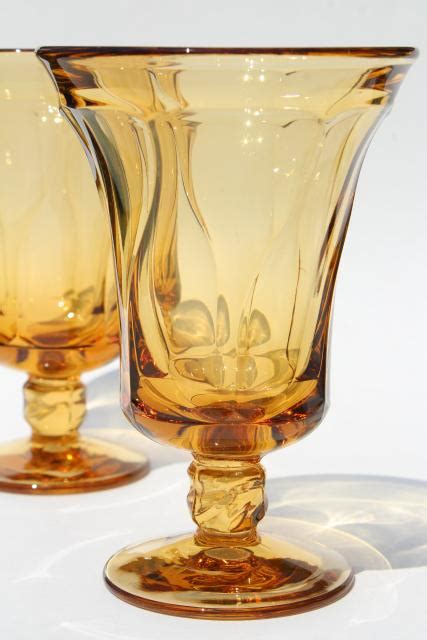 Set Of 8 Vintage Amber Glass Water Goblets Or Iced Tea Glasses Fostoria Jamestown