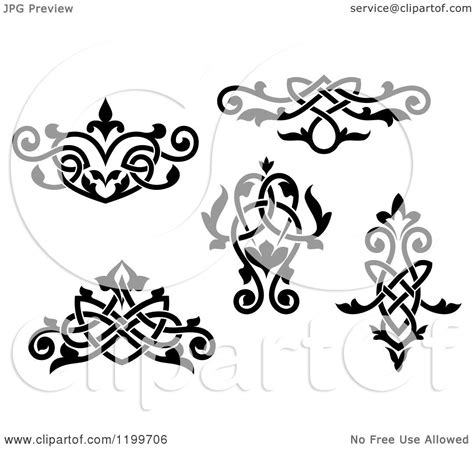 Best stock graphics, design templates, vectors, photoshop templates & textures from creative professional designers. Clipart of Black and White Ornate Floral Victorian Design Elements 2 - Royalty Free Vector ...