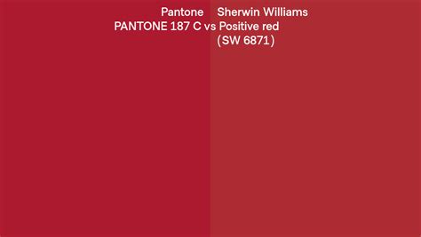 Pantone 187 C Vs Sherwin Williams Positive Red Sw 6871 Side By Side