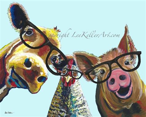Funny Farm Animal Art Print Farm Animal Canvas Art Chicken Etsy