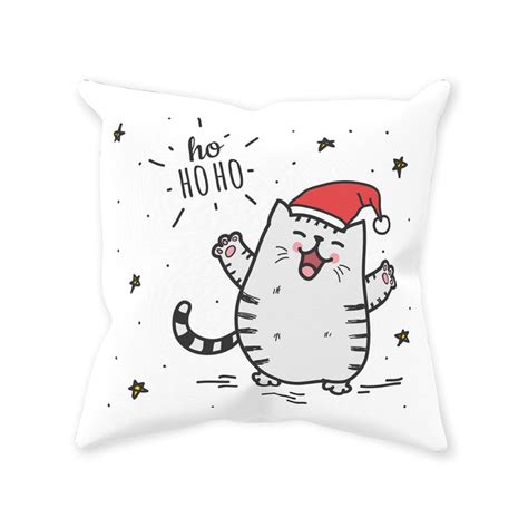 Christmas Cat Pillow Cute Cat Pillows Christmas Decorations Etsy