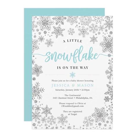Paper Invitations And Announcements Snowflake Baby Shower Printable Baby