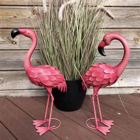 Large Yard Art Metal Pink Flamingo Garden Statue