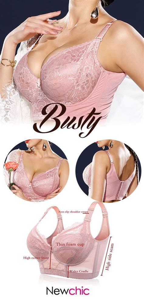 Plus Size Embroidery Gather Plunge Thin J Cup Push Up Long Lined Lace Bra Lace Bra Plus Size
