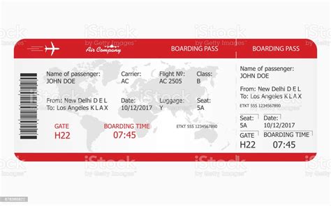 48° 14′ 0″ n , 14° 11′ 15″ o Flugticket Boarding Pass Ticketvorlage Stock Vektor Art ...