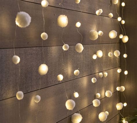 Snowball Curtain Rain String Lights Pottery Barn