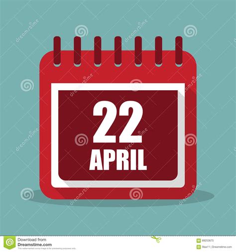 Kalender Mit Am 22 April In Einem Flachen Design Auch Im Corel