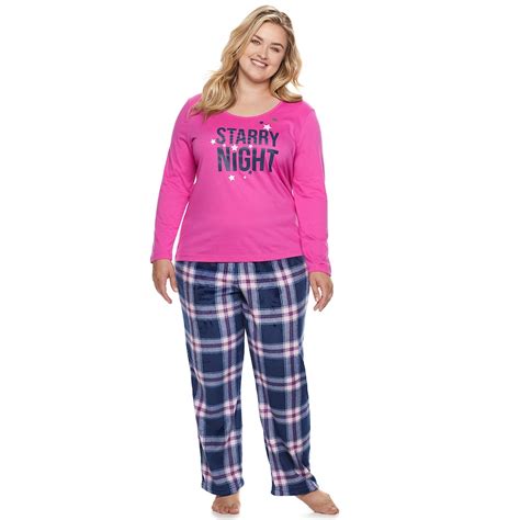 Plus Size Be Yourself Graphic Sleep Tee And Fleece Pants Pajama Set Pajama Set Pajamas Women