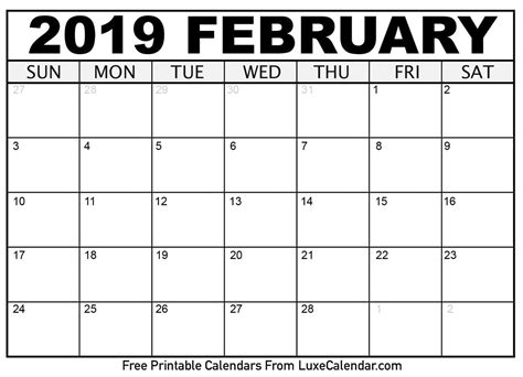 Calendar 2019 malaysia february printable templates consists of different styles, designs of malaysia calendar for the month of february. FEBRUARY 2019 PRINTABLE CALENDAR on Pantone Canvas Gallery