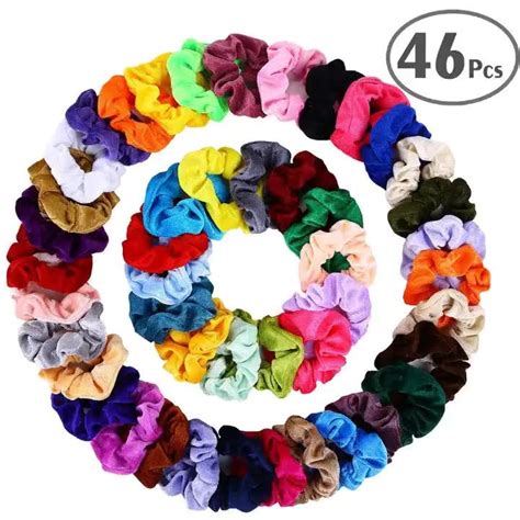 46 Various Colors Amazon Hot Selling Velvet Scrunchies Large Size Solid