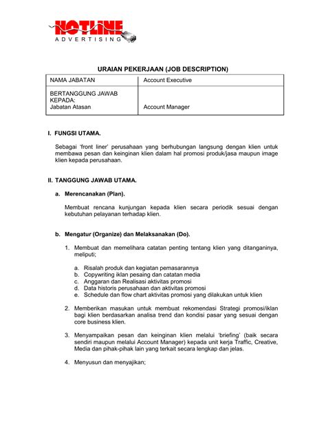 Uraian Pekerjaan Job Description