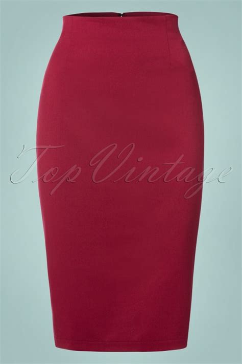50s Paula Pencil Skirt In Red