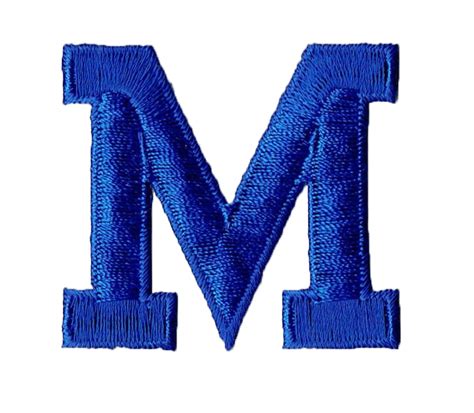 Alphabet Letter M Color Royal Blue 2 Block Style Iron On