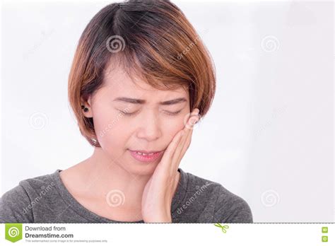 Woman Have Toothache On White Backgroundsymptoms Of Toothaches