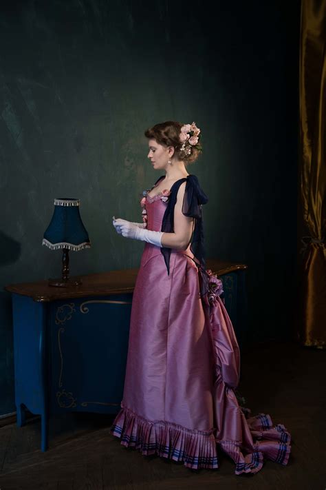 Rose Taffeta 1880s Flower Dress The Age Of Innocence Dress Etsy