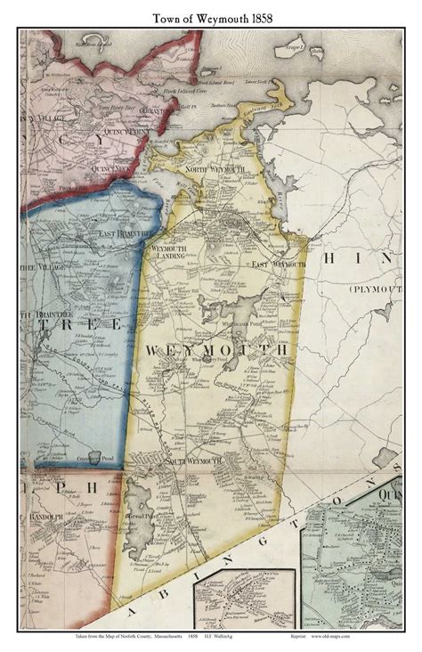 Weymouth Massachusetts 1858 Old Town Map Custom Print Norfolk Co