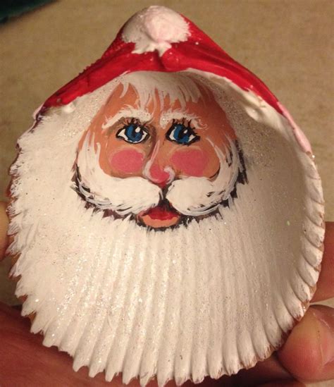 Santa Shell Rock Crafts Christmas Projects Christmas Art Handmade