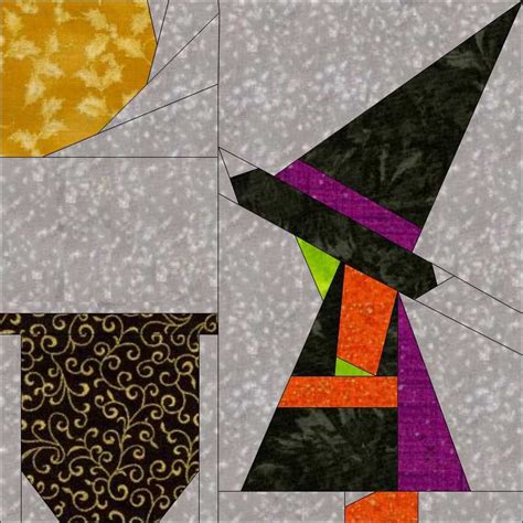 Witchy Suea Free Paper Pieced Pattern Halloween Quilt Patterns