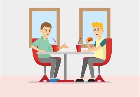 People Eating At Restaurant Illustration Vector 242667 Vector Art At