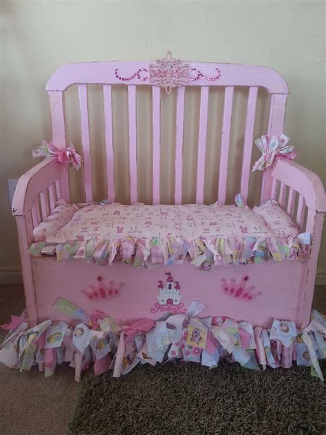 My Girls Repurposed Baby Crib Now A Toy Chestbench Cribs Repurpose