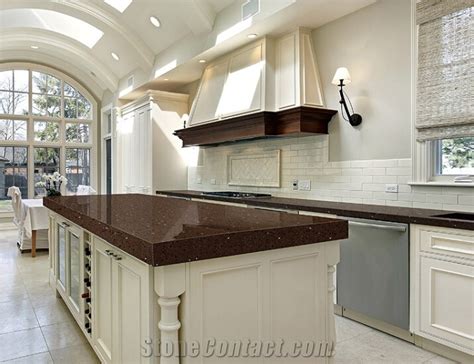 Crystal Dark Brown Quartz Kitchen Countertops Quartz Surface Quartz