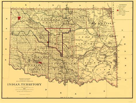 Old State Maps Oklahoma Indian Territory Ok By Bien 1887