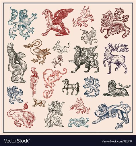 Heraldic Beast Collection Royalty Free Vector Image Affiliate