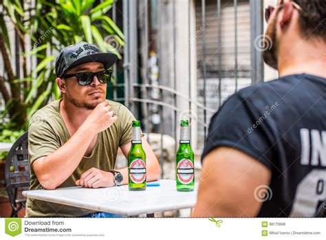 Drinking Beers In A Bar Stock Photo Image Of Young Nice 98170668
