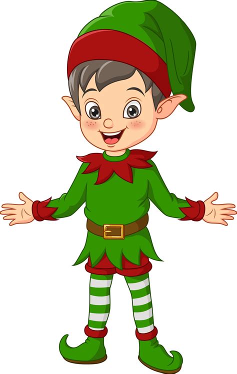 Cartoon Happy Christmas Elf On White Background 4991907 Vector Art At