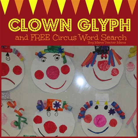 Clown Glyph And Free Circus Word Search