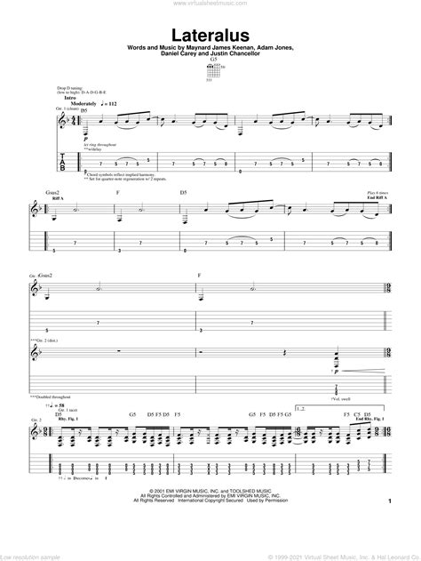 All you need to know to tune, learn the guitar fretboard & start to read music. Tool - Lateralus sheet music for guitar (tablature) PDF