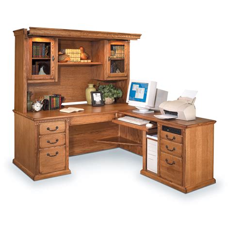 Solid Wood Corner Desk With Hutch
