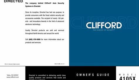 CLIFFORD 4105X OWNER'S MANUAL Pdf Download | ManualsLib