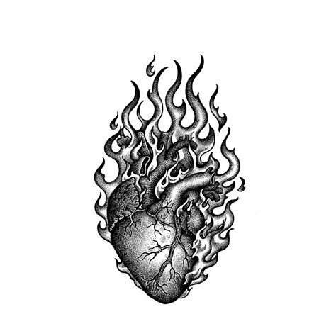 Flaming Heart Drawing By Eli Horgvin Fine Art America