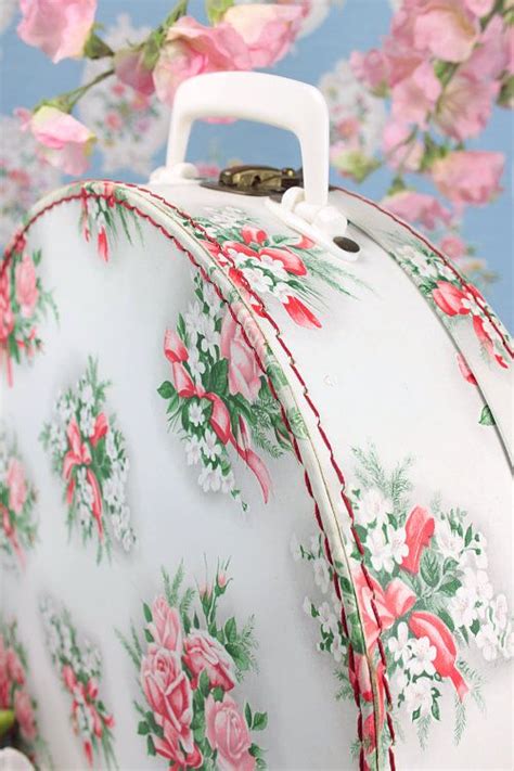 Vintage Home Delightful French Floral Suitcase Shabby Chic Cottage