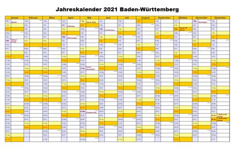 Hier finden sie kostenlose kalender 2021 für bayern mit gesetzlichen feiertagen und kalenderwochen. Jahreskalender 2021 Baden-Württemberg Mit Feiertagen | The Beste Kalender
