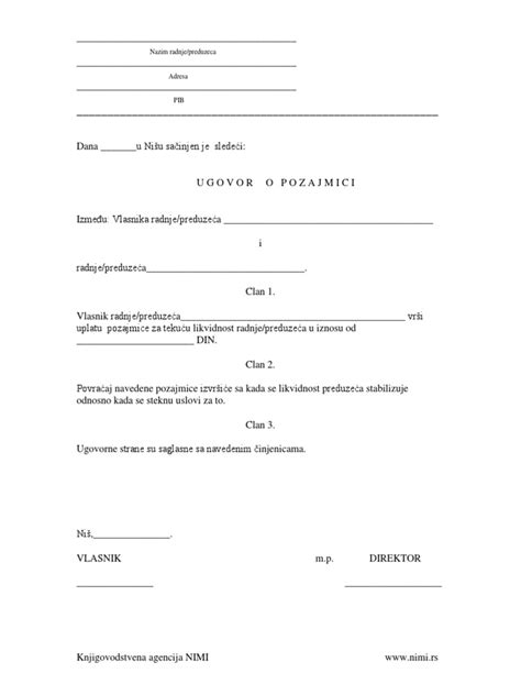 Ugovor o Pozajmici | PDF