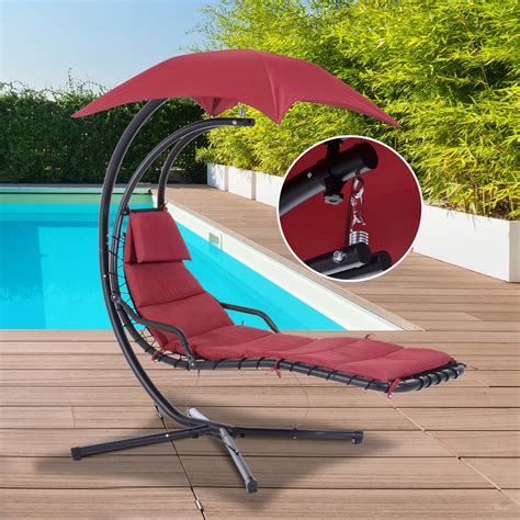 Swing Chair Hanging Hammock Chaise Outdoor Stand Canopy Lounger Patio Wine Red Walmart Canada