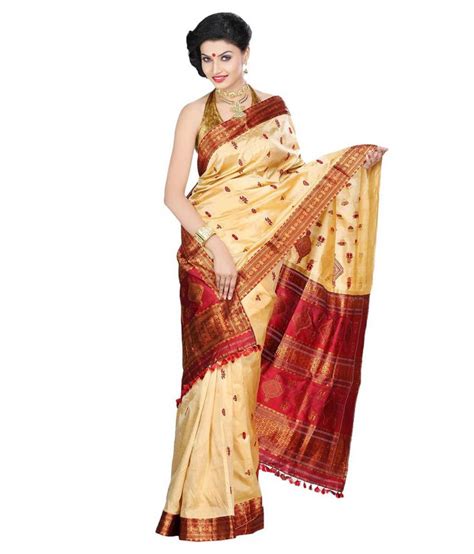 Assam Silk Saree Red And Beige Silk Saree Buy Assam Silk Saree Red And Beige Silk Saree Online