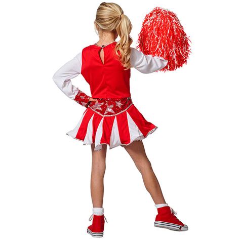 Kinder Kostüm Cheerleader Rot Weiß Verschiedene Größen 116 152