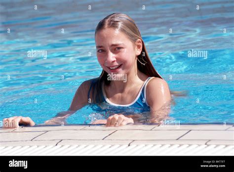 Girl Swimming Pool Stock Photo Alamy Play Alamy Girl Swimsuit Min Big Butt Video