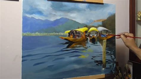 Dal Lake Kashmir India Oil Painting By Vilas Nayak Youtube