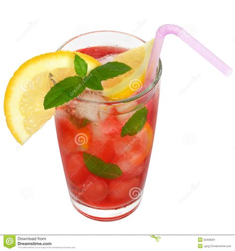 Glass With Fruit Cocktail And Mint Leaves Isolated Stock Image - Image of isolated, flexible ...