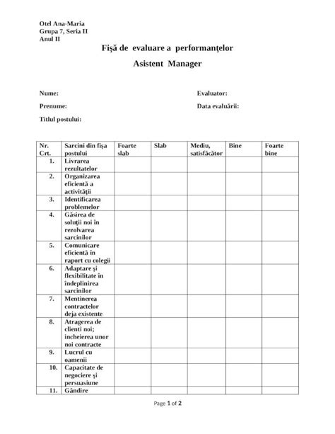 Docx Fisa De Evaluare A Performantelor Asistent Manager Dokumentips