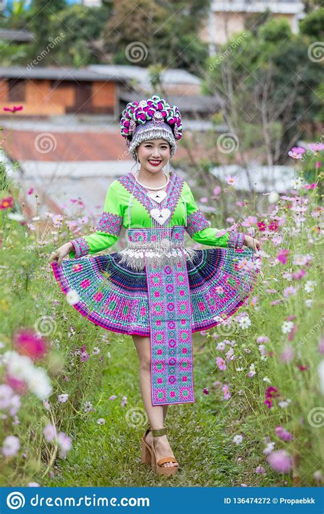 Hmong Girl In Beautiful Dress Colorful And Fashion Mixed Between New And Old Culture ,is ...