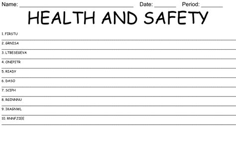 Health And Safety Word Scramble Wordmint