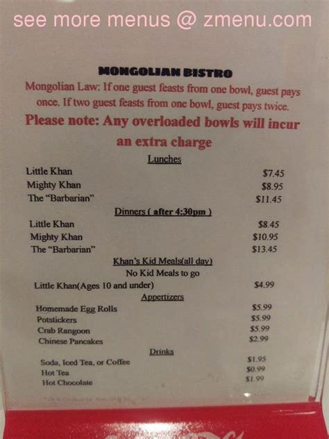 Online Menu Of Mongolian Bistro Restaurant Boise Idaho 83705 Zmenu