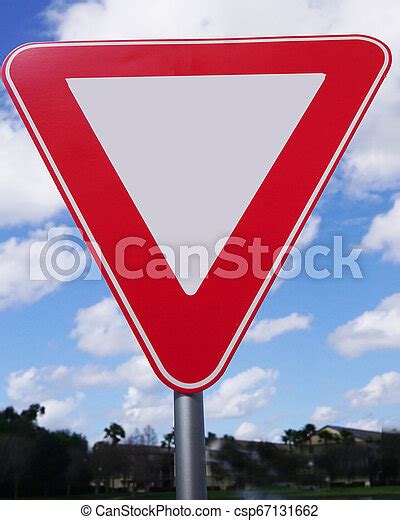 Red And White Yield Sign Left Blank For Design Purposes Road Placard