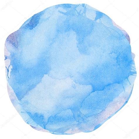 Blue Watercolor Brush Stroke Splash Circle Design Element — Stock