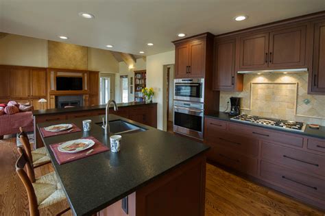 Our products have been exported to australia, canada. Kitchen-Mahogany Cabinets with Black Pearl Leathered ...